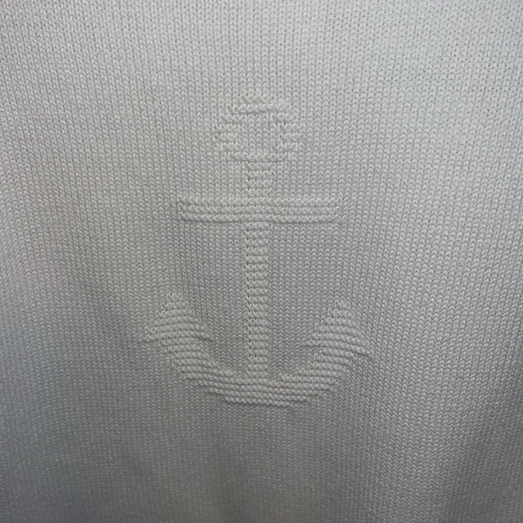 Talbots Coastal White Crew Boat Neck Sweater Lightweight Anchor Knit - Picture 3 of 5